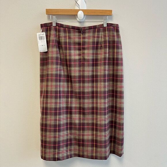 VTG Pendleton Women’s 14 Tall Plaid Multicolored A Line MIDI Skirt Wool USA NWT - Picture 4 of 11